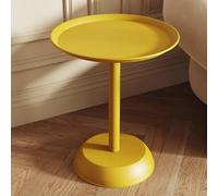 Mesa auxiliar redonda moderna acabado mate pequeña mesa baja auxiliar para sala de estar dormitorio sofá esquina pedestal mesa auxiliar para espacios pequeños, amarillo c