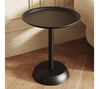 Mesa auxiliar redonda moderna acabado mate pequeña mesa de centro auxiliar para sala de estar dormitorio sofá esquina pedestal mesa auxiliar para espacios pequeños, negro c