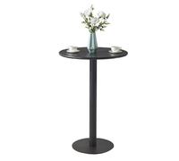 Mesa Auxiliar Redonda Moderna Negra con Tablero Fijo, Base de Metal y tapete Antideslizante, Mesa Auxiliar Minimalista para casa, Oficina, Comedor al Aire Libre (40 x 40 x 62 cm)