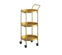 Mesa auxiliar redonda móvil con estantes de almacenamiento, mesa auxiliar de metal multifuncional con ruedas para cocina, sala de estar, baño