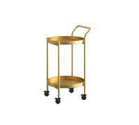 Mesa auxiliar redonda móvil con estantes de almacenamiento, mesa auxiliar de metal multifuncional con ruedas para cocina, sala de estar, baño