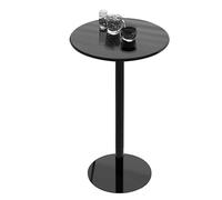 Mesa Auxiliar Redonda pequeña de bistró Negra con Base de Metal Fija y tapete Antideslizante, Mesa de Comedor para casa, Oficina, Comedor al Aire Libre, fácil de Montar (60 x 60 x 72 cm)