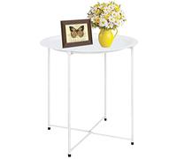 Mesa auxiliar redonda plegable bandeja de mesa, sofá blanco, bandeja de mesa auxiliar plegable, lado al aire libre junto a la mesa del sofá, mesa de aperitivos para sala de estar y dormitorio