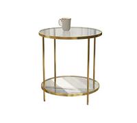 Mesa Auxiliar Redonda, Práctica Mesa Auxiliar De Vidrio De 2 Niveles para Sala De Estar, Mesita De Noche, Mesa Auxiliar con Metal E, Mesa Auxiliar De Café Fácil De,A