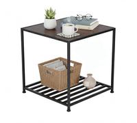 Mesa Auxiliar Relaxdays, con Estante, HBT: 50 x 50,5 x 50,5 cm, Industrial, Mesa para salón y Dormitorio, Metal, marrón.