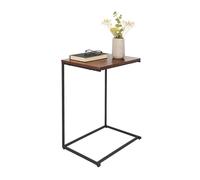 Relaxdays Auxiliar, Forma C, Gran Superficie, HxAnxF: 60 x 55 x 35 cm, Mesa de sofá para Deslizar, Negro/marrón, Tablero de Fibras, Hierro