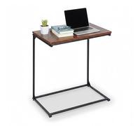 Mesa Auxiliar Relaxdays, Forma de C, Superficie inclinable, 66 x 55 x 35 cm, Mesa para portátil, Negro/marrón
