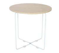 Mesa Auxiliar Relaxdays, HxBxT: 40 x 40 x 40 cm, Estilo escandinavo, MDF y Metal, Mesa Redonda, Natural/Blanca