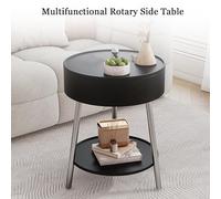 Mesa Auxiliar Retro con Mesa Rotatoria, Mesa De Café Al Lado del Sofá En La Sala De Estar, Mesa Auxiliar para El Comedor, La Cocina, El Dormitorio, La Cabecera De La Cama,AA,White