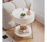 Mesa Auxiliar Retro con Mesa Rotatoria, Mesa De Café Al Lado del Sofá En La Sala De Estar, Mesa Auxiliar para El Comedor, La Cocina, El Dormitorio, La Cabecera De La Cama,BB,White