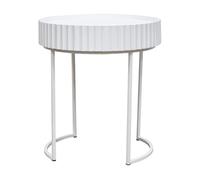 Mesa auxiliar rill redonda metal 45xø40cm blanco [en.casa]