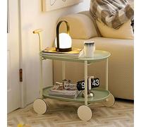 Mesa auxiliar rodante con bandeja de almacenamiento, mesa de sofá portátil de metal con ruedas para uso en interiores y exteriores