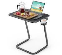 Mesa Auxiliar, SAIJI Mesa de Centro, Patas en Forma de U más estables, ángulo de Altura Ajustable, Ranura para Tableta, portavasos, 55 * 39 cm