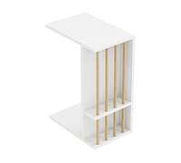 Mesa auxiliar siikainen con ruedas aglomerado 65x44x29cm - blanco [en.casa]