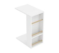 Mesa auxiliar siikainen con ruedas y barra anticaída 65x44x29cm - blanco [en.casa]