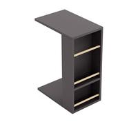 Mesa auxiliar siikainen con ruedas y barra anticaída 65x44x29cm - negro [en.casa]
