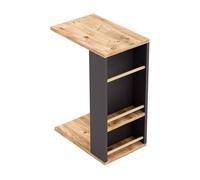 Mesa auxiliar siikainen con ruedas y barra anticaída 65x44x29cm - negro / madera [en.casa]