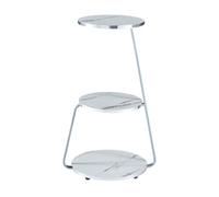 Mesa auxiliar sipoo metal/aglomerado 74 x 46 x 37 cm mármol blanco [en.casa]