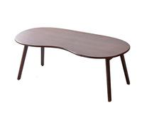 Mesa Auxiliar Sofa Retro Madera Maciza Forma de Anacardo Mesa de Centro Plegable Sin Instalación Esquinas Redondeadas Mesita Salon para Sala de Estar, Dormitorio, Oficina(Brown,120 * 60 * 45cm)