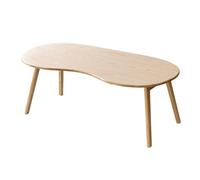 Mesa Auxiliar Sofa Retro Madera Maciza Forma de Anacardo Mesa de Centro Plegable Sin Instalación Esquinas Redondeadas Mesita Salon para Sala de Estar, Dormitorio, Oficina(Brass,120 * 60 * 45cm)