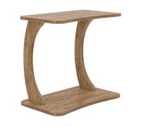 [en.casa] Mesa Auxiliar Stattela en Forma de C Mesa de Centro Móvil Mesita de Café con 4 Ruedas Uso Versátil 59 x 35 x 56 cm - Efecto Madera