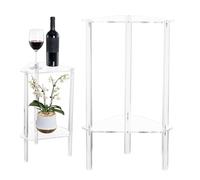 Mesa auxiliar transparente, mesa auxiliar de acrílico | mesita de noche, muebles modernos versátiles, mesa auxiliar transparente de 2 niveles, utilizada como lado de café en Les Salons