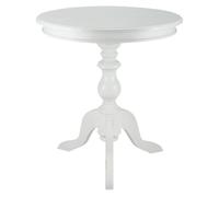 CLP Mesa Auxiliar Redonda de 70 cm de diámetro, Mesa de Centro de Madera de Mindi con Tablero Redondo, Mesa de salón Wiva, Color:Blanco Envejecido
