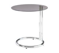 Mesa auxiliar ylivieska 46xø45 cm - cromo/vidrio bronce transparente [en.casa]