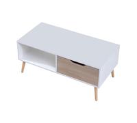 Mesa baja blanca de estilo escandinavo con cajón freja
