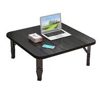 Mesa baja cuadrada japonesa plegable, mesa de centro, mesa de comedor, estación de trabajo para dormitorio, sala de estar, ventana de bahía, mesa de computadora, mesa pequeña Kang (color: negro
