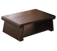 Mesa baja de estilo japonés con estante de almacenamiento, mesa de centro retro de 2 niveles para meditación y té zen en sala de estar (60 x 40 x 30 cm)