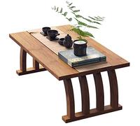 Mesa baja de estilo japonés, mesa de centro flotante zen con ventana (marrón, 100 x 37 x 31 cm)