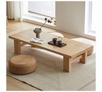 Mesa baja de estilo japonés, mesa de centro multifuncional de madera para sala de estar, meditación zen, escritorio para laptop, 80 x 50 x 38 cm, acabado marrón rústico