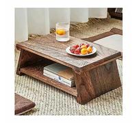 Mesa Baja De Madera Japonesa Retro Multiusos De 2 Niveles para Sala De Estar, Ventana Salediza Y Tatami - Diseño Zen para Té (Color: Dark Brown, 50*30*20cm)