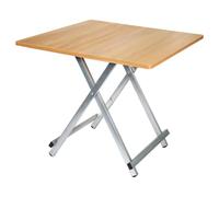 Mesa baja elevable, extensible en mesa de comedor rectangular, bandeja de haya, pie negro, diseño industrial, 60 x 60 x 52 cm