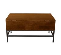 Mesa baja elevable industrial de madera de mango macizo tintada y metal negro L90 cm YPSTER