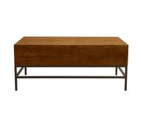 Mesa baja industrial elevable de madera maciza de mango teñida y metal negro L110 cm YPSTER