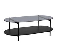 Mesa baja moderna ovalada L 120 cm de cristal madera negro