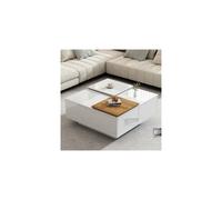 Mesa baja - MUVOE - Moderna - Madera blanca brillante - 75x75 cm - Carga máx. 30 kg