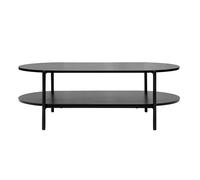 Miliboo - Mesa baja ovalada con acabado en madera, color negro y metal, L115 cm, color marrón