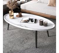 Mesa baja ovalada con patas sólidas, diseño moderno para sala de estar y espacios pequeños