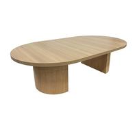 Mesa baja ovalada de 120 cm, efecto madera clara