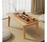 Mesa baja plegable de bambú para salón, ideal para sentarse, té, meditación y comedor, 60 x 40 x 26 cm