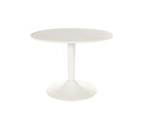 Mesa baja redonda de diseño en cerámica blanca y metal D60 cm MALOU