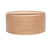 Mesa baja redonda de madera clara de fresno con bandeja giratoria y almacenamiento D80 cm DALI