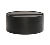 Mesa baja redonda de madera negra con bandeja giratoria y almacenaje D80 cm DALI