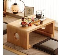 Mesa Baja Tatami de Madera Maciza para Sentarse en el Suelo, Mesa Rectangular de Madera para Ventana Mirador, Incluye Camino de Mesa y Cojines de Asiento(Primary color,90x50x30cm/35.4x19.7x11.8in)