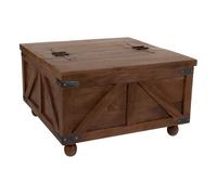 Mesa baúl de centro de madera marrón 76x76x45