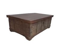 Mesa baúl de madera acabado artesanal marrón 123x77x45h cm