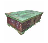 Mesa baúl de madera acabado artesanal marrón 127x65x40h cm